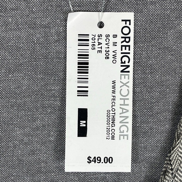 Foreign Exchange Five Button Vest Mens M Gray Herringbone Pattern Pockets NWT - Picture 5 of 10
